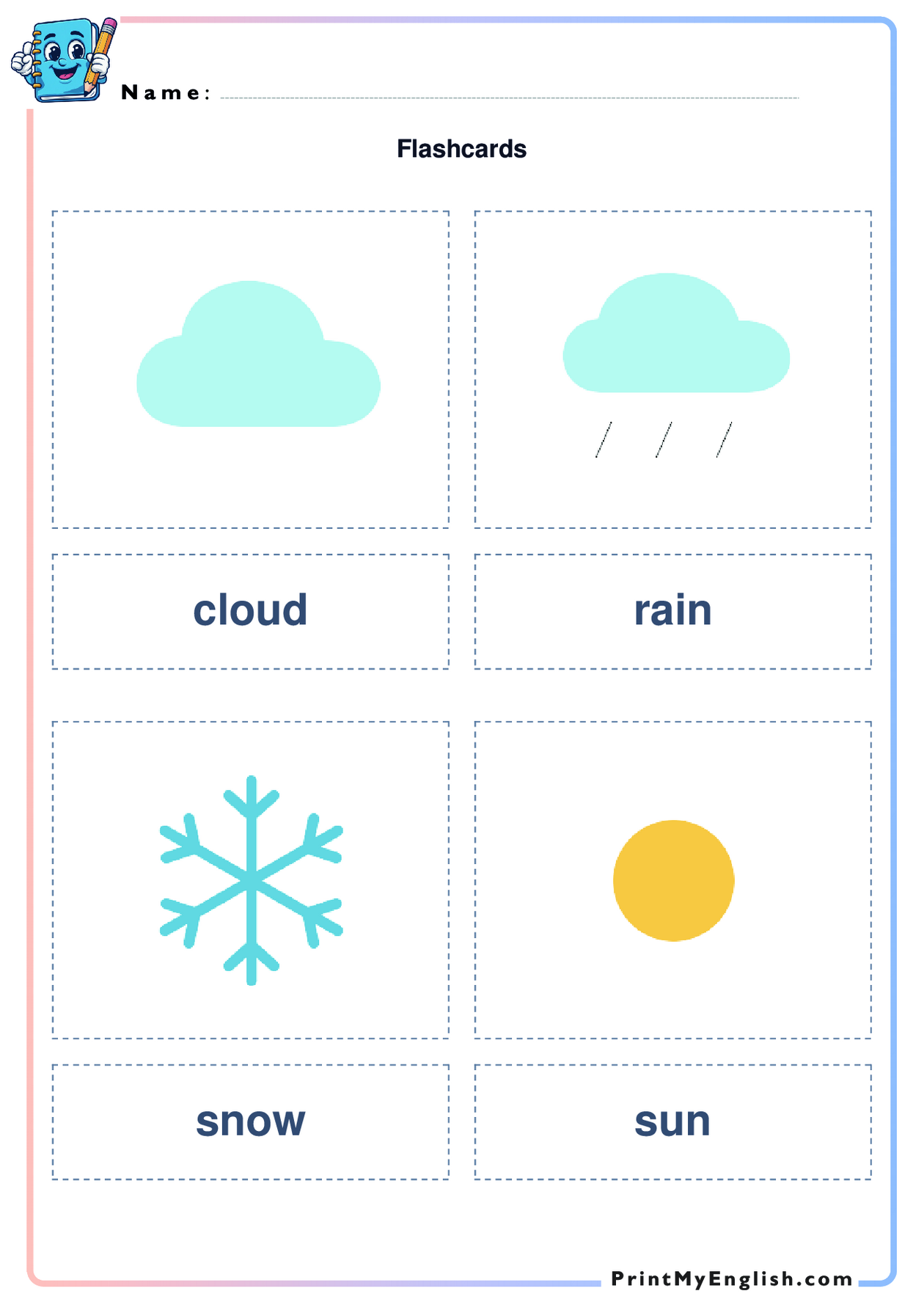 A4 portrait worksheet preview: Flashcards