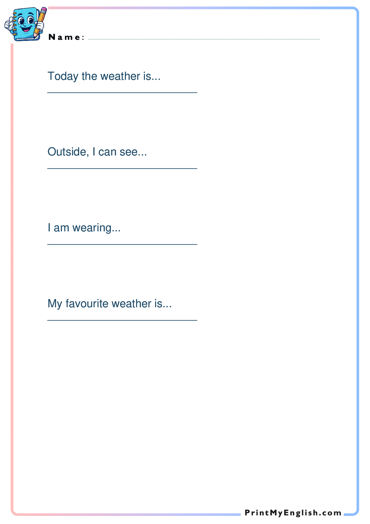 A4 portrait worksheet preview: My Classroom Worksheet