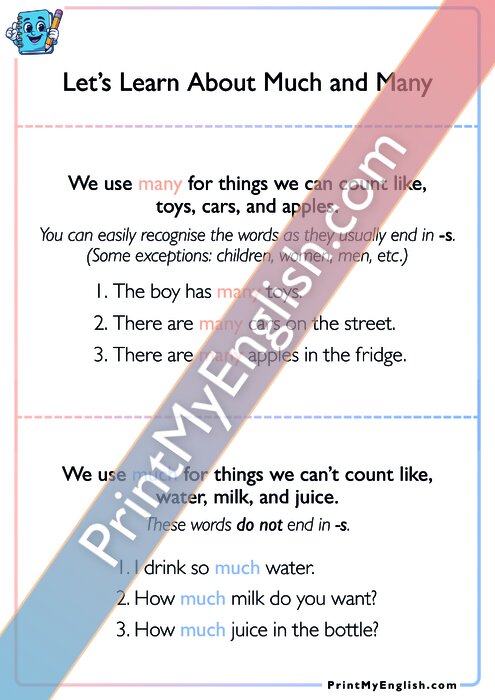 Let's Learn About Much and Many