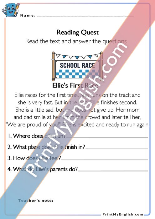 Reading Quest - Ellie's First Race