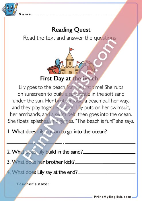 Reading Quest - On the Beach