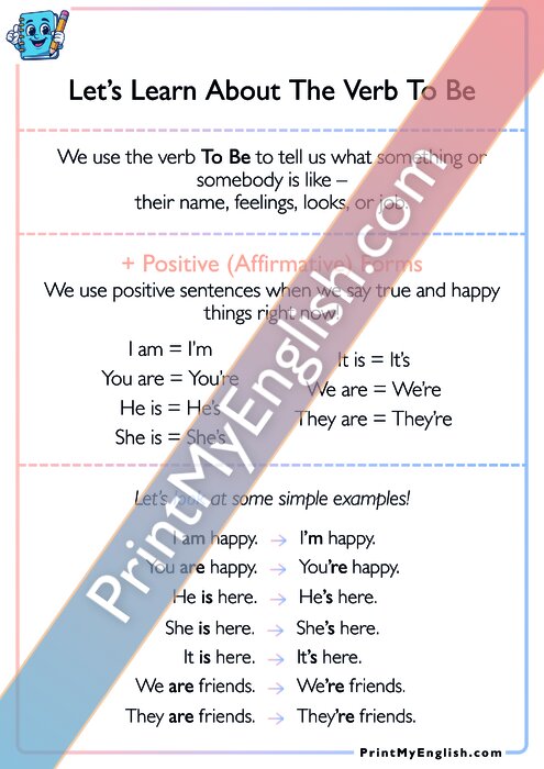 Let's Learn About the Verb To Be - Positive Forms