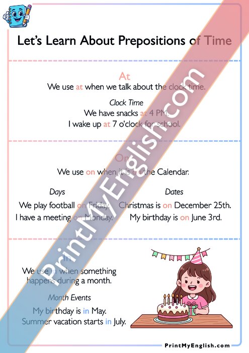 Let's Learn About Prepositions of Time