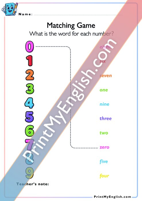Matching Game - Numbers