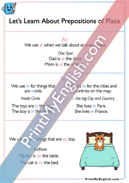 Let's Learn About Prepositions of Place