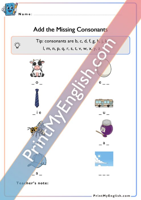 Add the Missing Consonants - Version 4