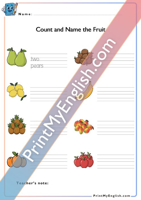 Count and name the fruit