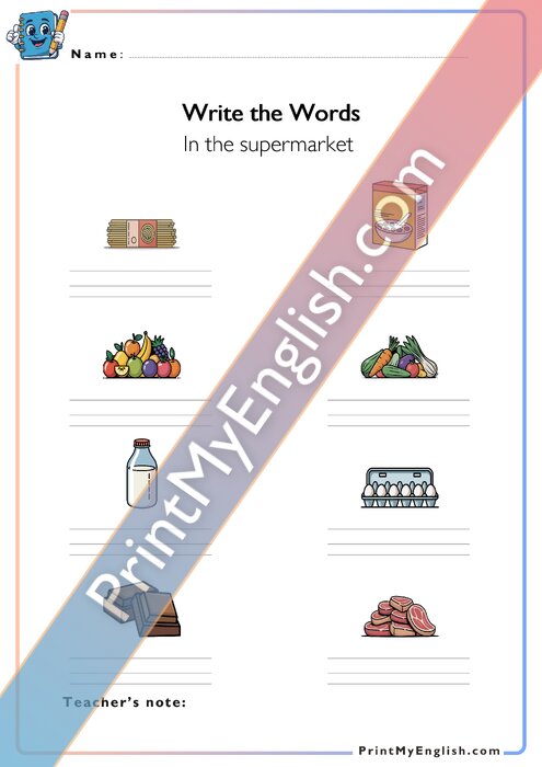 Write the Words - In the Supermarket