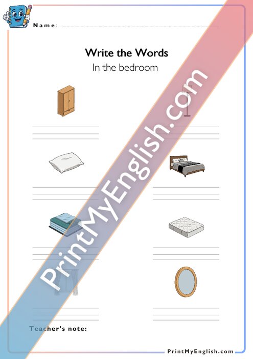 Write the Words - In the Bedroom