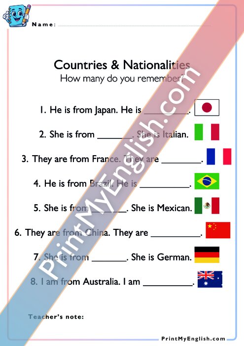 Countries and Nationalities