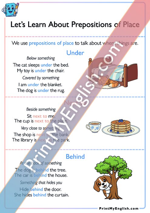 Let's Learn About Prepositions of Place