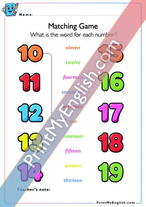Matching Game - Numbers