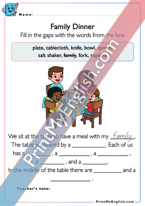 Fill in the Gaps - Family Dinner