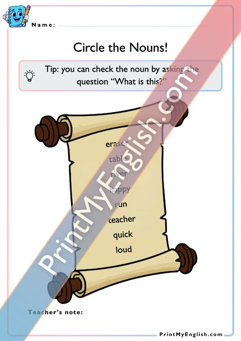 Circle the Nouns - Version 1