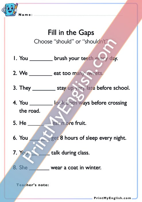 Fill in the Gaps - Should or Shouldn't