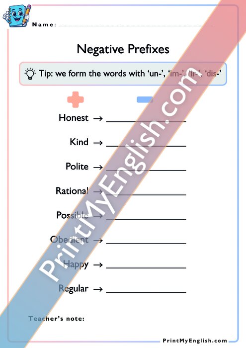 Negative Prefixes - Version 2