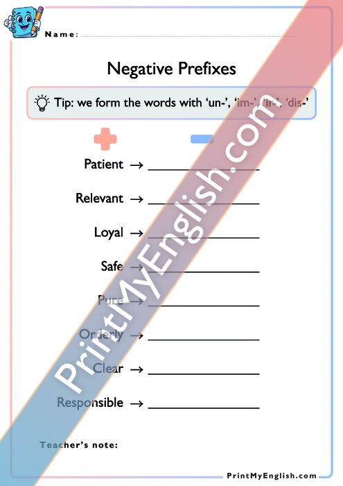 Negative Prefixes - Version 3