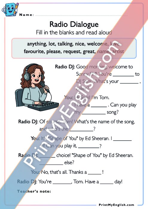 Fill in the Gaps - Radio Dialogue