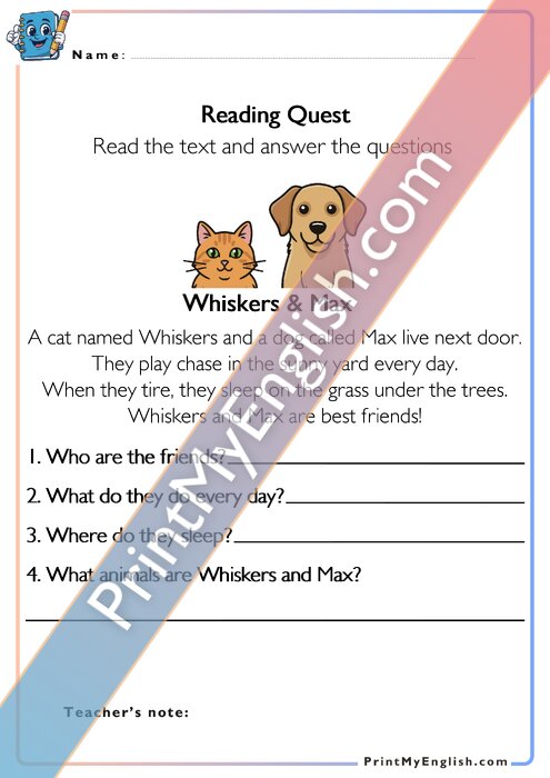 Reading Quest - Whiskers and Max