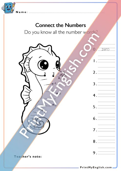 Connect the Numbers - Seahorse