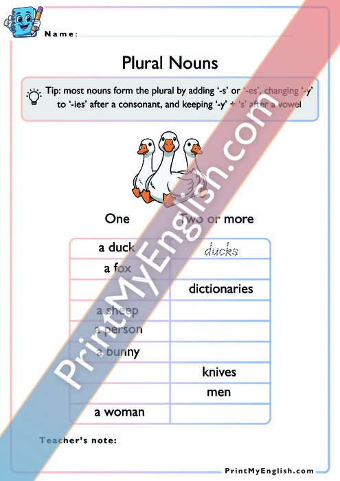 Plural Nouns - Version 1