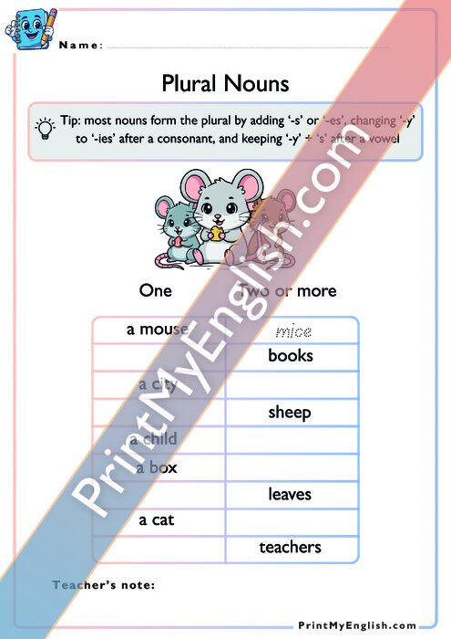 Plural Nouns - Version 2