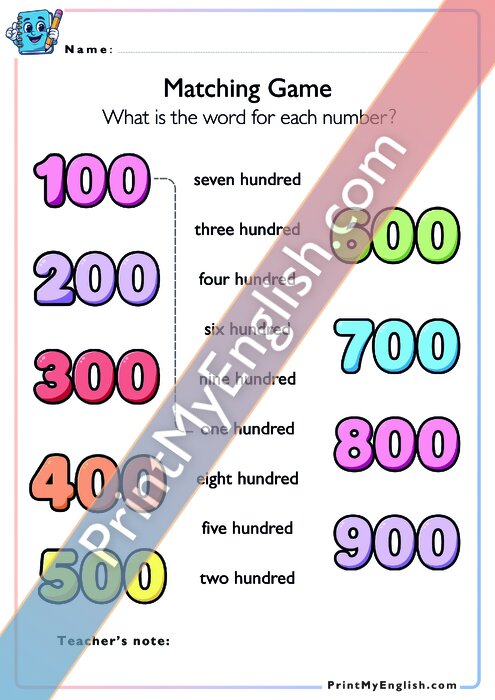 Matching Game 100-900