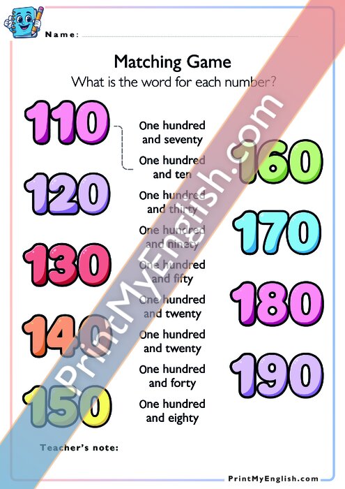 Matching Game 110-190