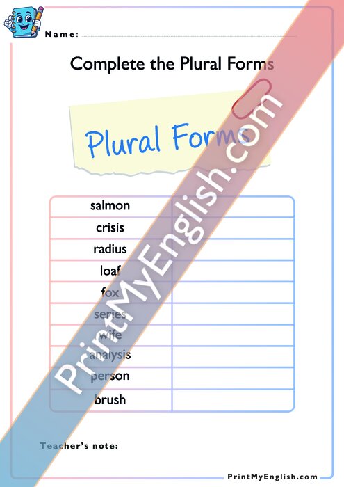 Complete the Plural Forms