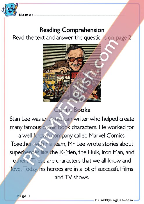 Reading Comprehension - Stan Lee