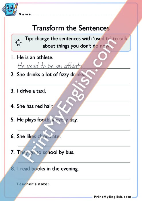 Transform the Sentences - Used to - Version 2