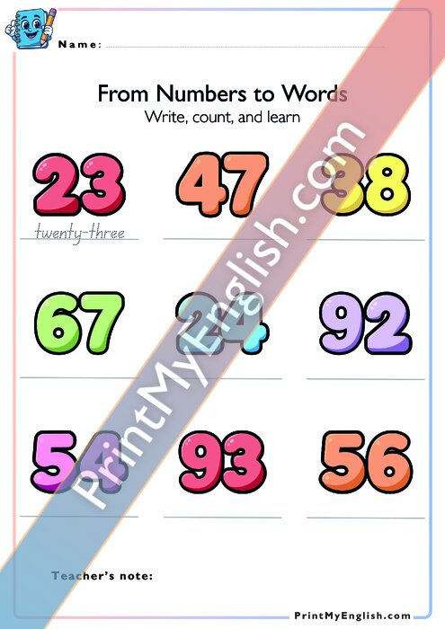 From Numbers to Words - Version 1