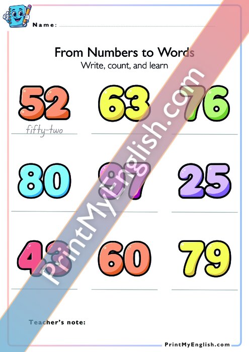 From Numbers to Words - Version 2
