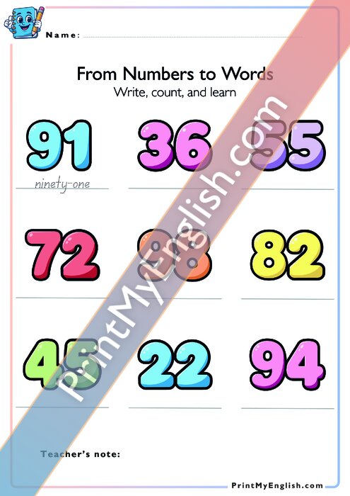From Numbers to Words - Version 3