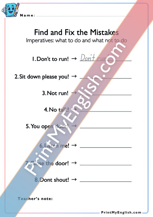Find and Fix the Mistakes - Imperatives
