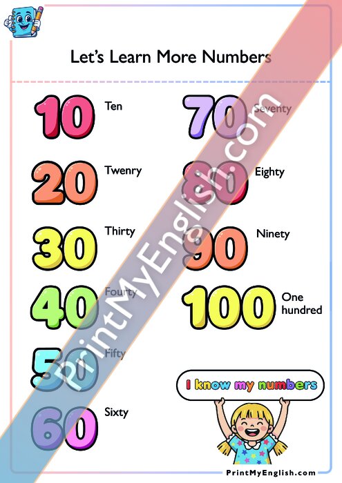 Let's Learn More Numbers - 10 - 90
