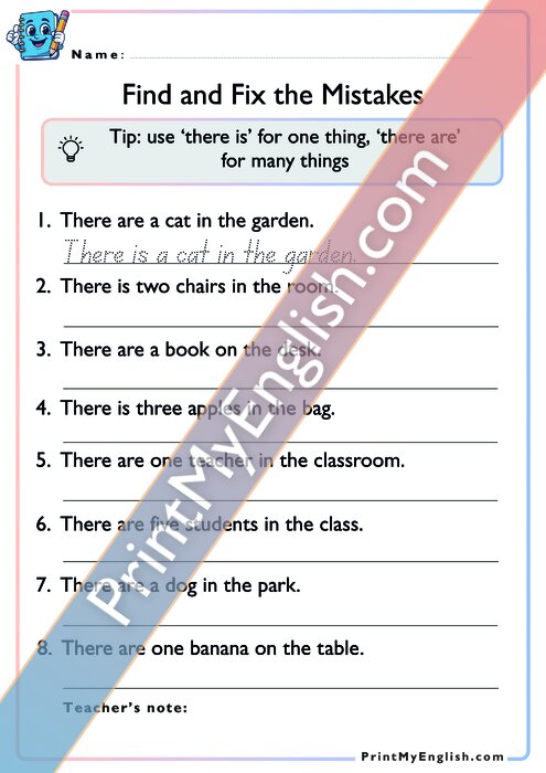 Find and Fix the Mistakes - There is vs There are