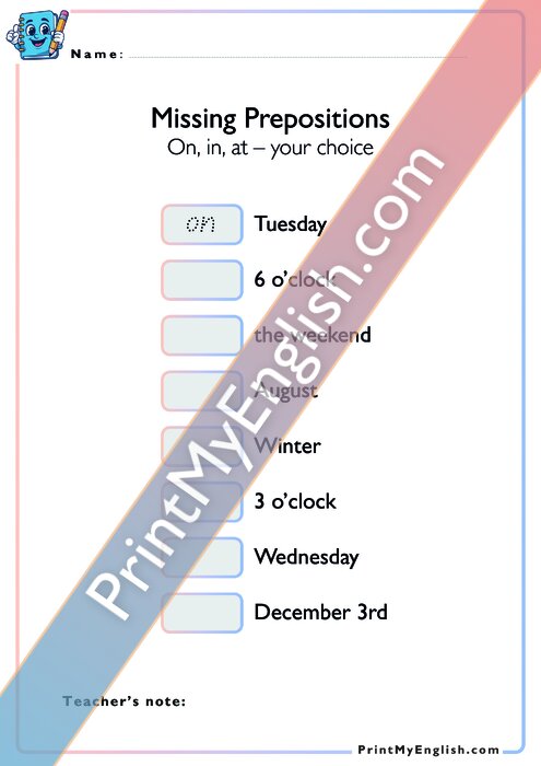 Missing Prepositions