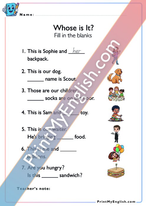 Whose is It? - Possessive Adjectives