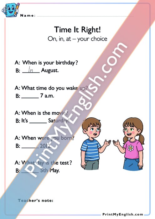 Time It Right! - Prepositions of Time