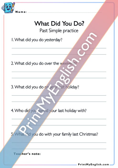 What Did You Do? - Past Simple Practice