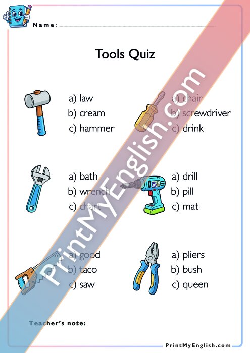 Circle the Correct Answer - Tools Quiz
