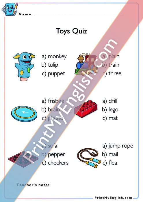 Circle the Correct Answer - Toys Quiz