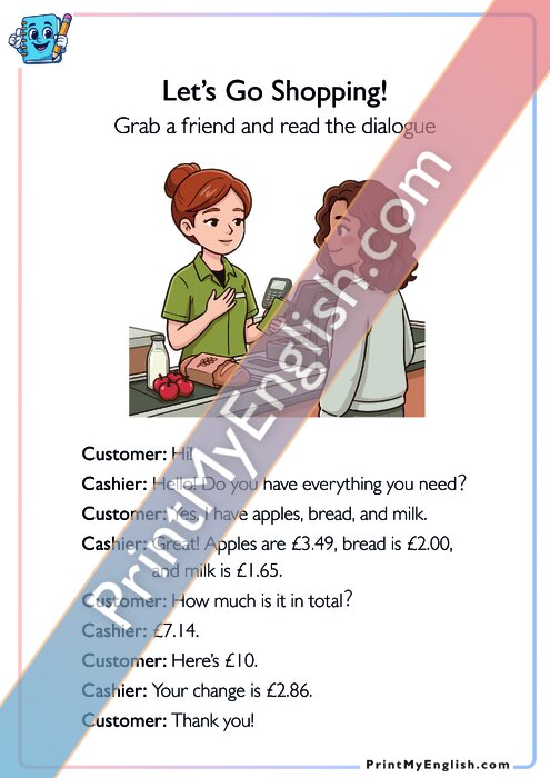 Read the Dialogue - Let's Go Shopping!