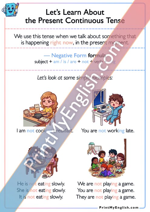 Let's Learn About the Present Continuous Tense - Negative Form