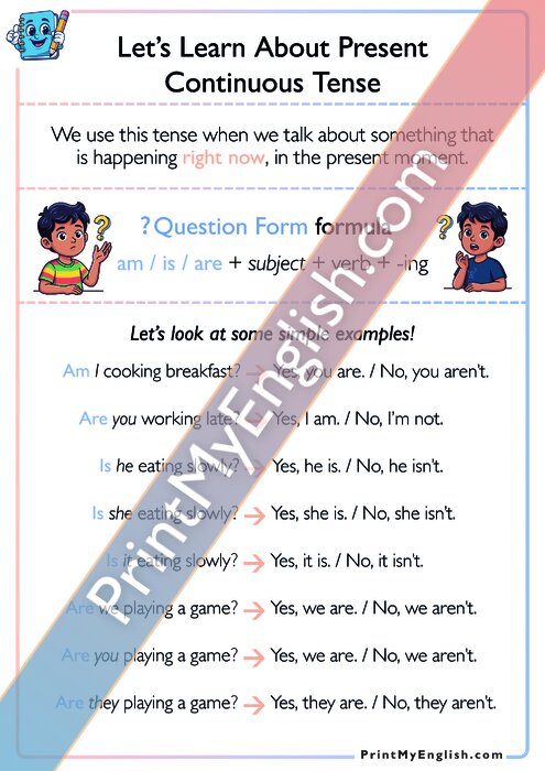 Let's Learn About Present Continuous Tense - Question Form