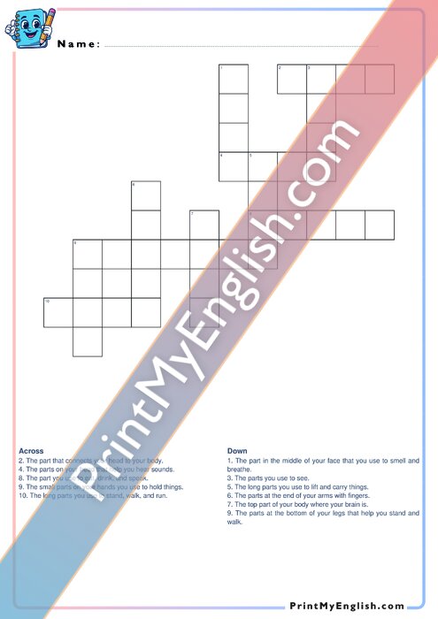 Parts of the Body - Crossword