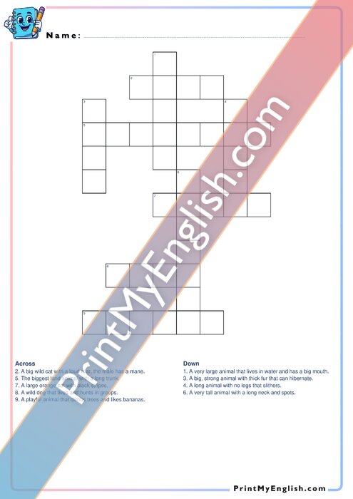 Wild Animals - Crossword