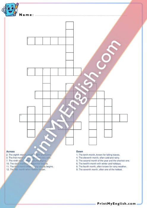 The Months - Crossword