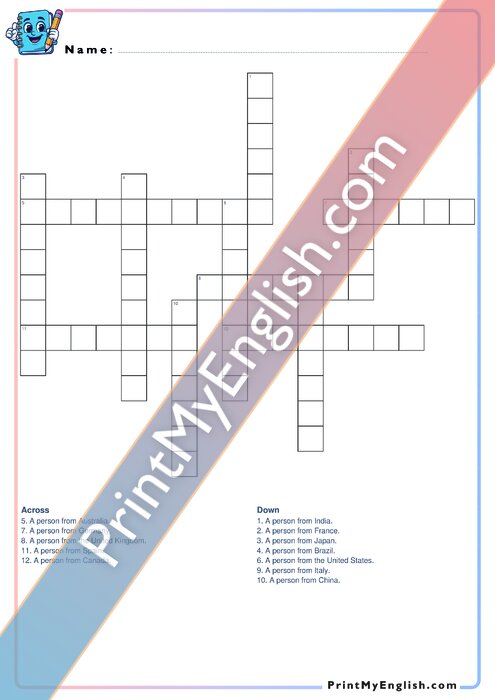 Nationalities - Crossword